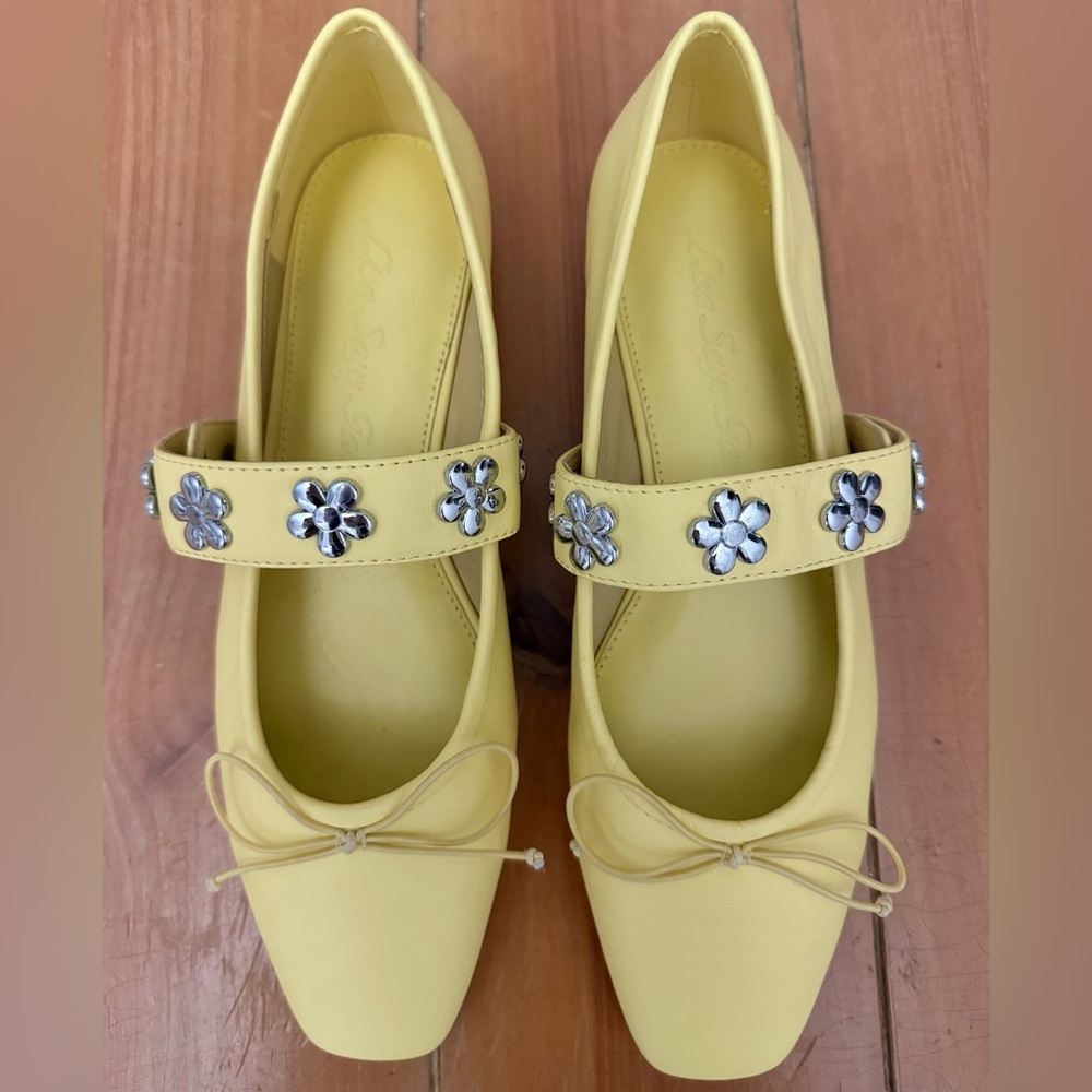 Lisa Says Gah -Sylvie Ballet Flat Butter Shoes with Silver Floral Accents